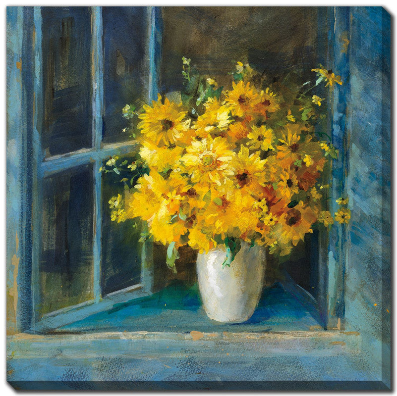 Catch Some Rays Wall Art - Yellow & Blue 24x24 Inches - Modern Beach Decor for Living Room, Bedroom, or Office