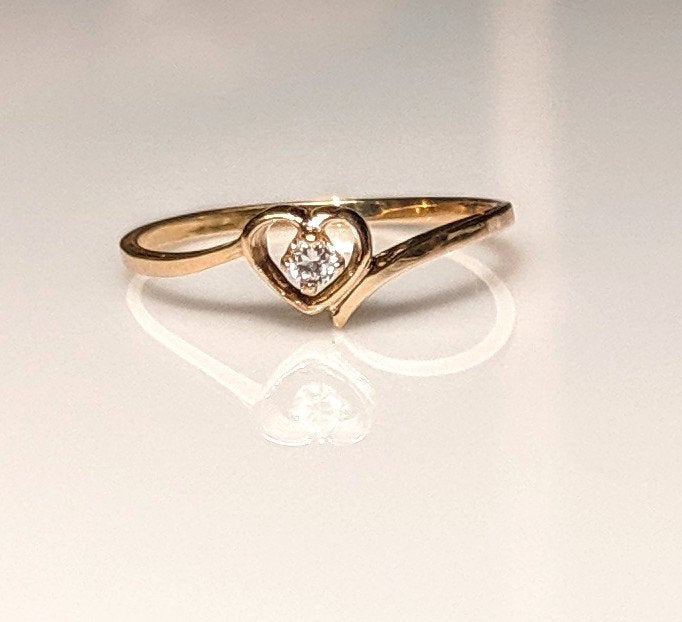 10K Solid Gold Heart Promise Ring with Natural Birthstone - Sapphire, Ruby, Emerald, Topaz, Peridot, Garnet or Amethyst | Size 4-7 | Perfect for Anniversaries, Engagements & Valentine's Gifts