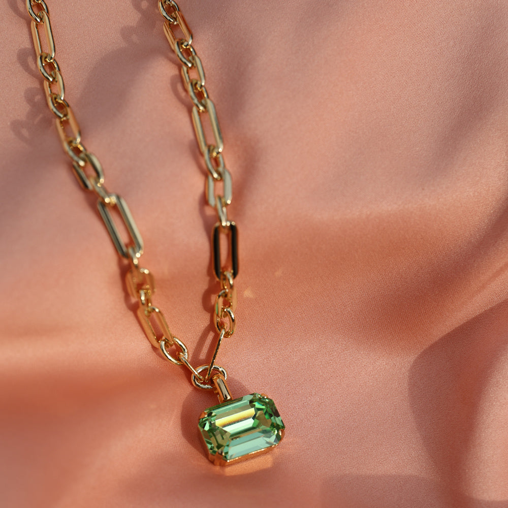 Lydia Peridot Chain Necklace - Elegant Green Gemstone Jewelry for Women, Perfect for Parties, Weddings & Everyday Wear