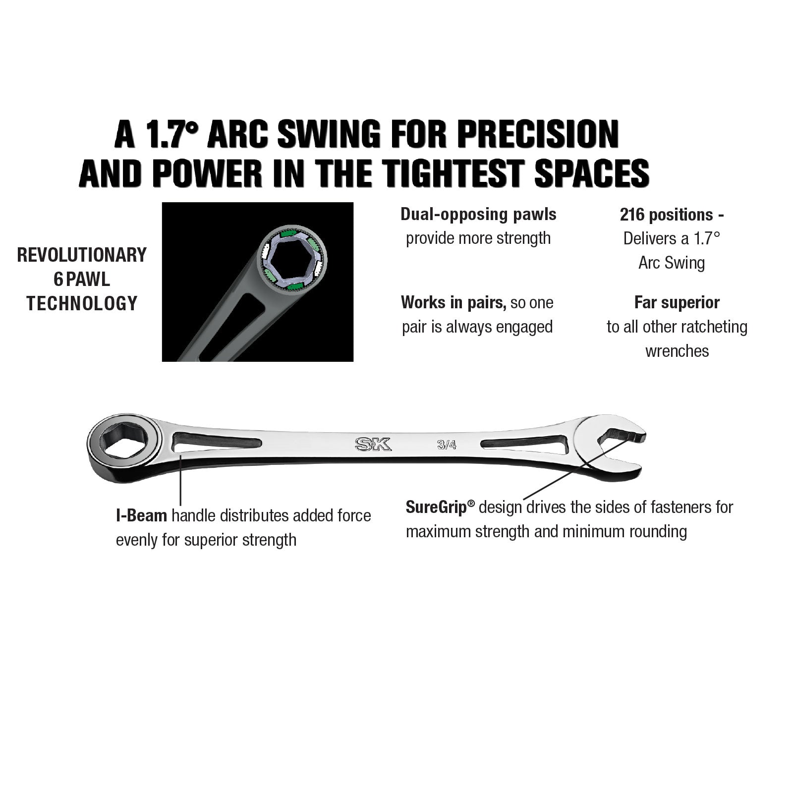 3/8 X Frame® 6-Point Fractional Combination Wrench - Professional Grade Hand Tool for Automotive Repair, Plumbing & DIY Projects