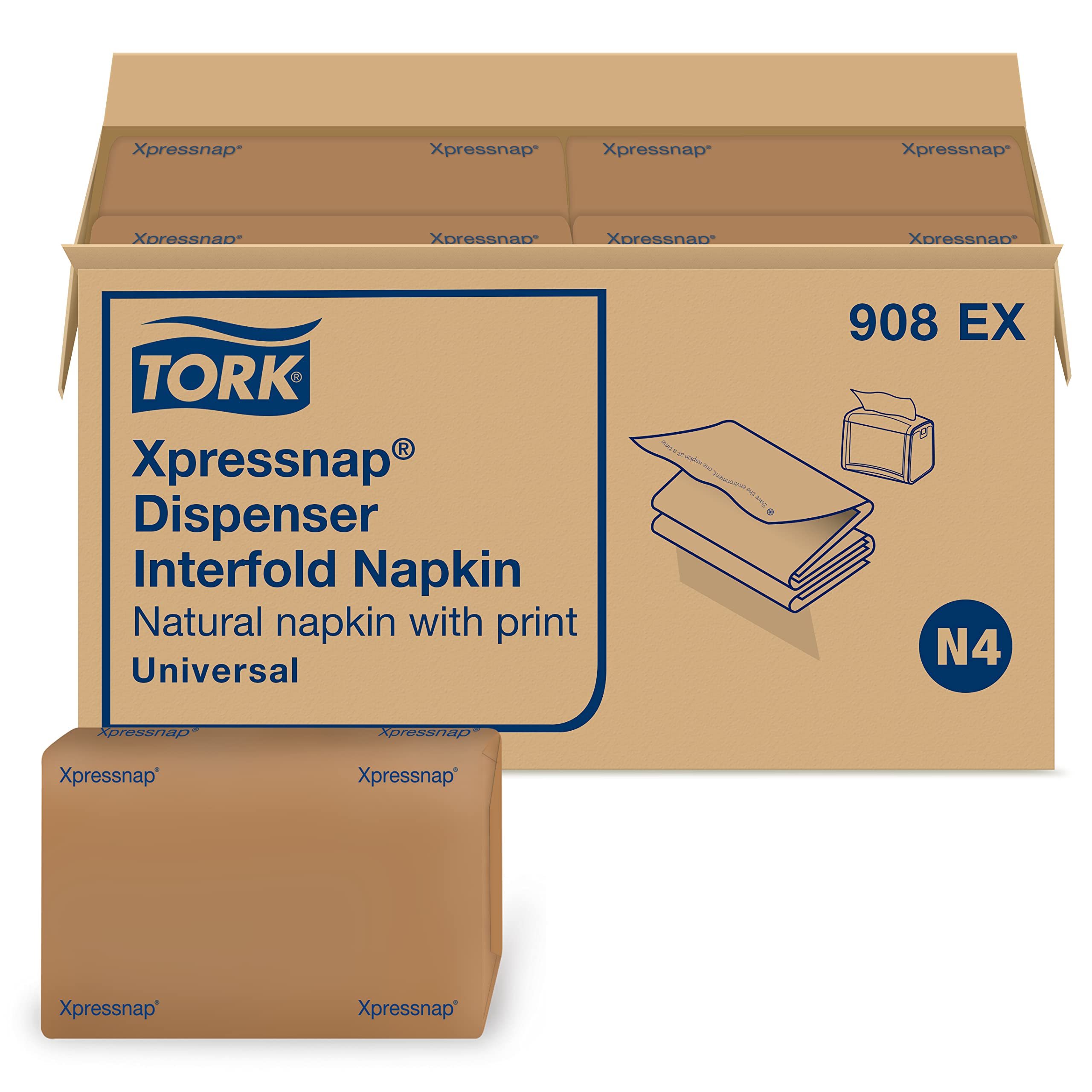 Tork Xpressnap Eco-Friendly Recycled 1-Ply Napkins, 8.5
