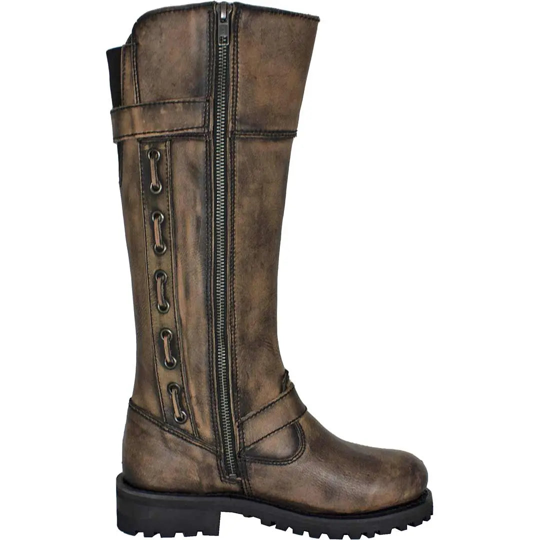 Open Road Women's Tall Motorcycle Boots - Waterproof Leather Riding Boots for Harley & Cruiser Bikes - Perfect for Long Rides & Motorcycle Adventures