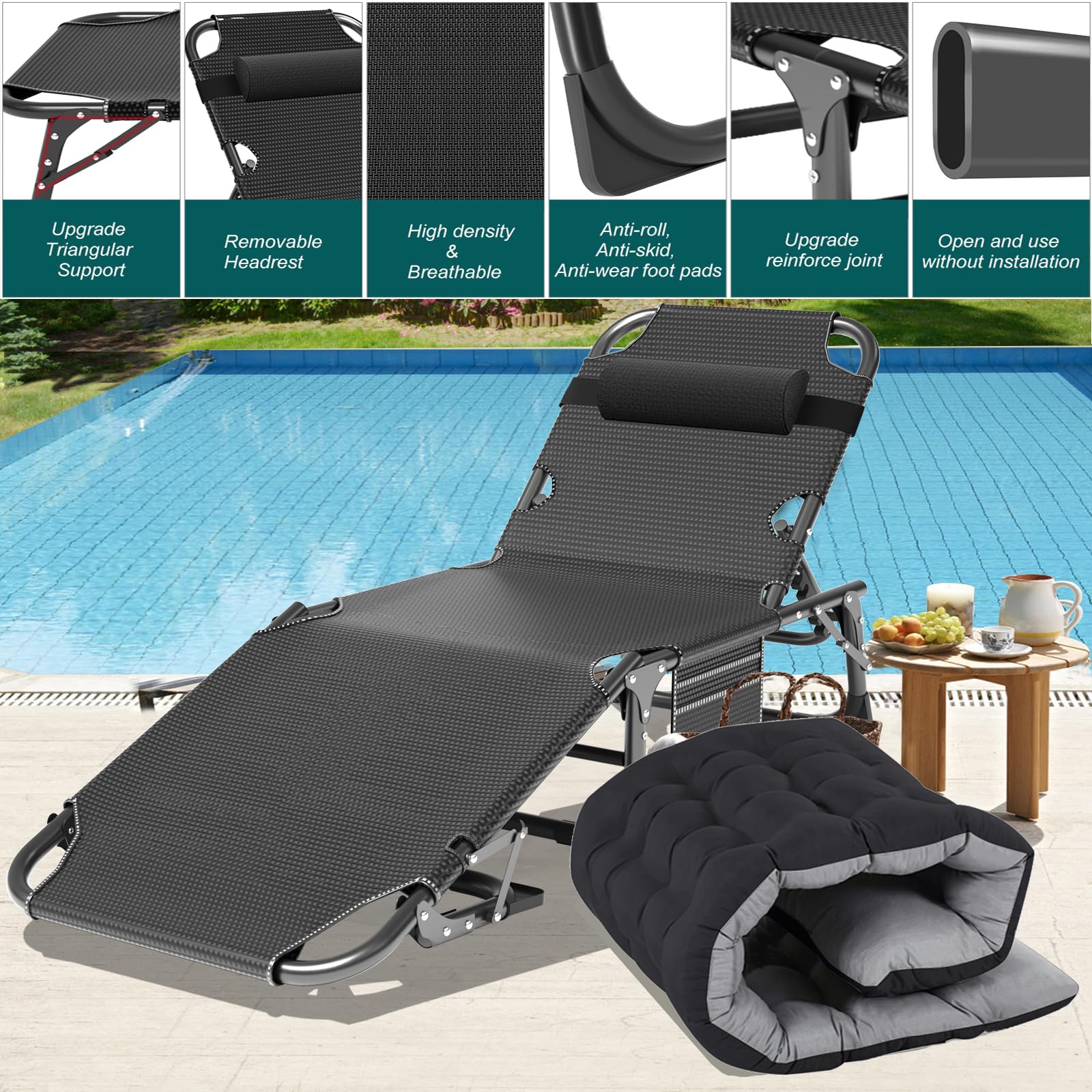 ABORON Heavy Duty Folding Camping Cot for Adults - 3-in-1 Adjustable Guest Bed with 1200D Double-Layer & Mattress - Portable with Carrying Bag - Perfect for Home, Office, Camping, Travel & Emergency Use