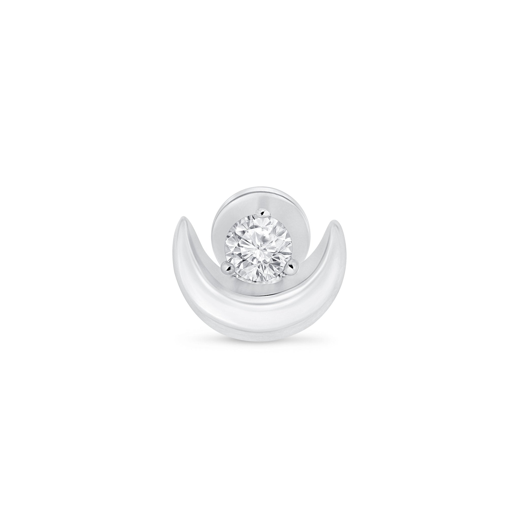 14K White Gold Diamond Crescent Moon Flat Back Stud Earrings for Women - Perfect for Everyday Wear, Parties & Special Occasions