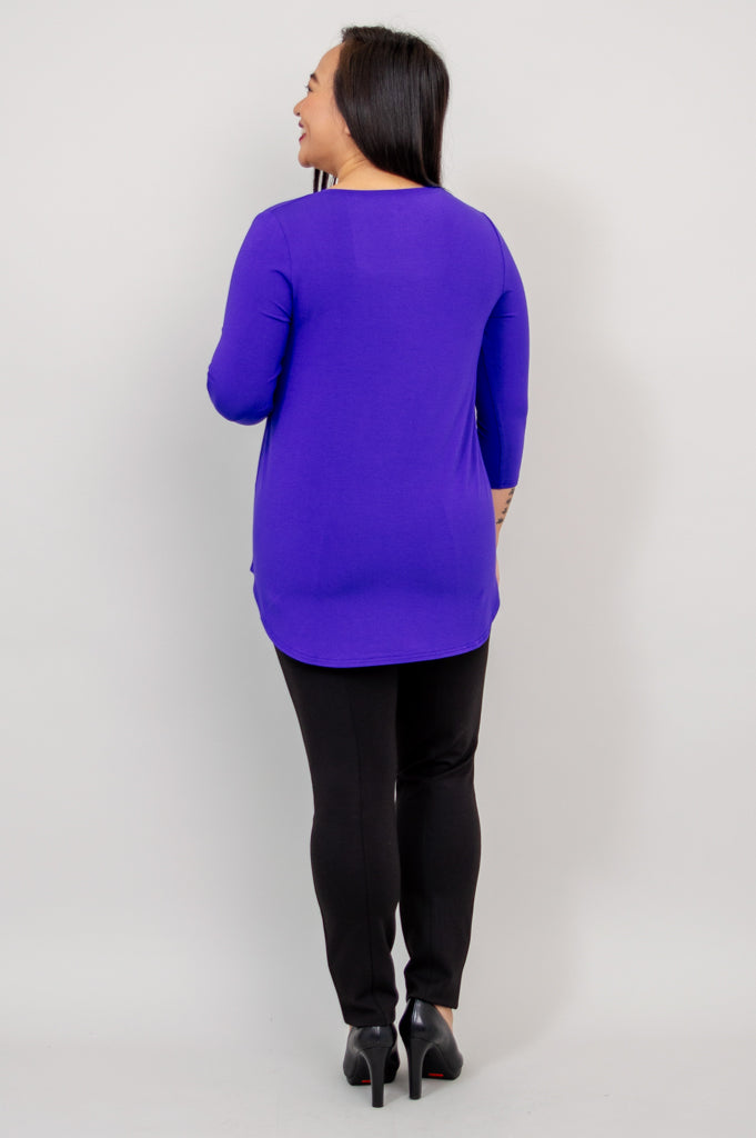 Jazz 3/4 Sleeve Women's Tops - Soft Bamboo Fabric in Violet Purple - Perfect for Yoga, Dance & Casual Wear
