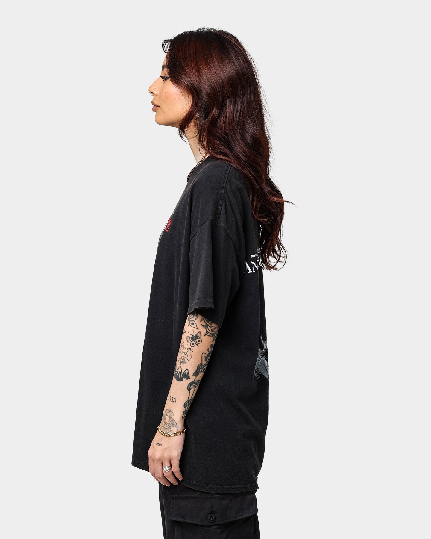 Vintage Annabelle Graphic T-Shirt - Black Washed Cotton Tee for Women | Retro Style Casual Wear for Everyday Outfits & Street Fashion