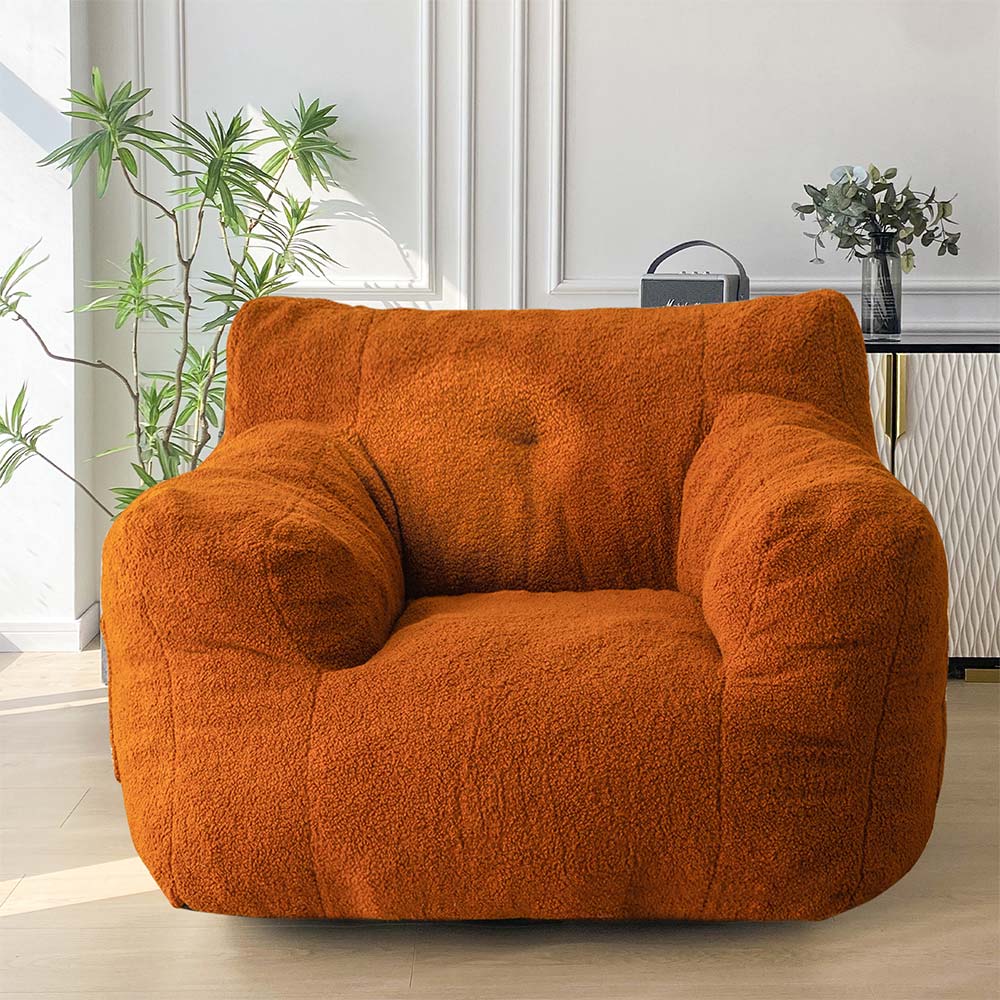 MAXYOYO Bean Bag Chair - Boucle Tufted Lazy Sofa with Sherpa Cover for Adults & Kids, Coffee Brown | Comfortable Floor Seating for Living Room, Bedroom, Game Room & Dorm
