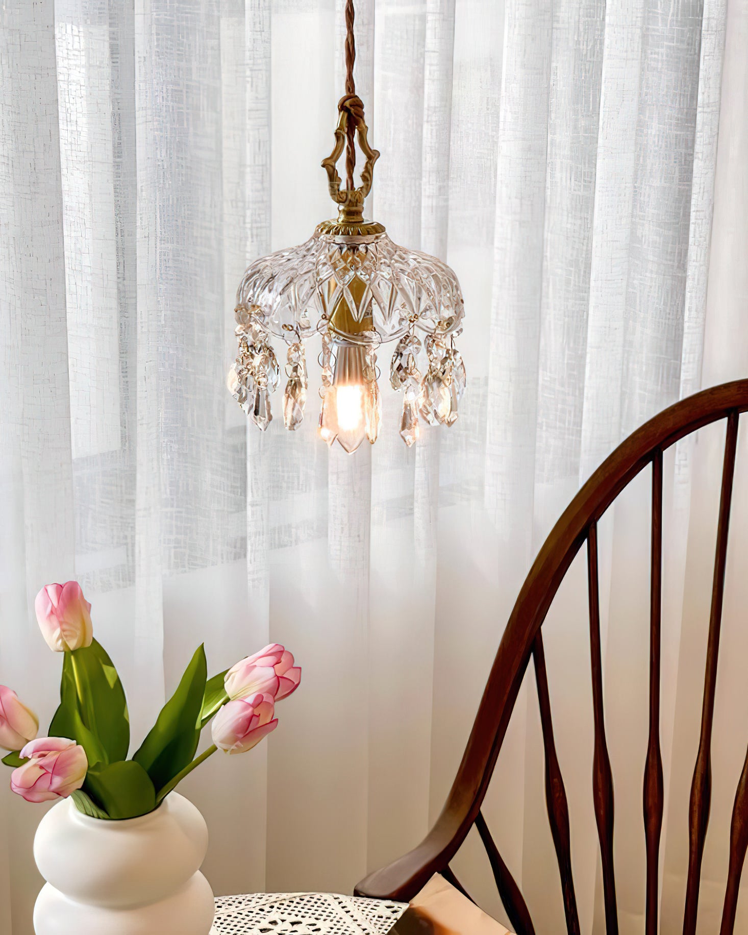Crystal Haba Pendant Lamp - Modern Glass Ceiling Light Fixture for Dining Room, Kitchen, Living Room & Bedroom Decor