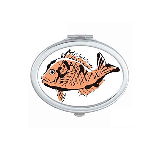 DIYthinker Fish Animal Cartoon Art Deco Handheld Mirror - Portable Foldable Double-Sided Makeup Mirror with Stand, Perfect for Travel, Home Vanity & Gift Giving