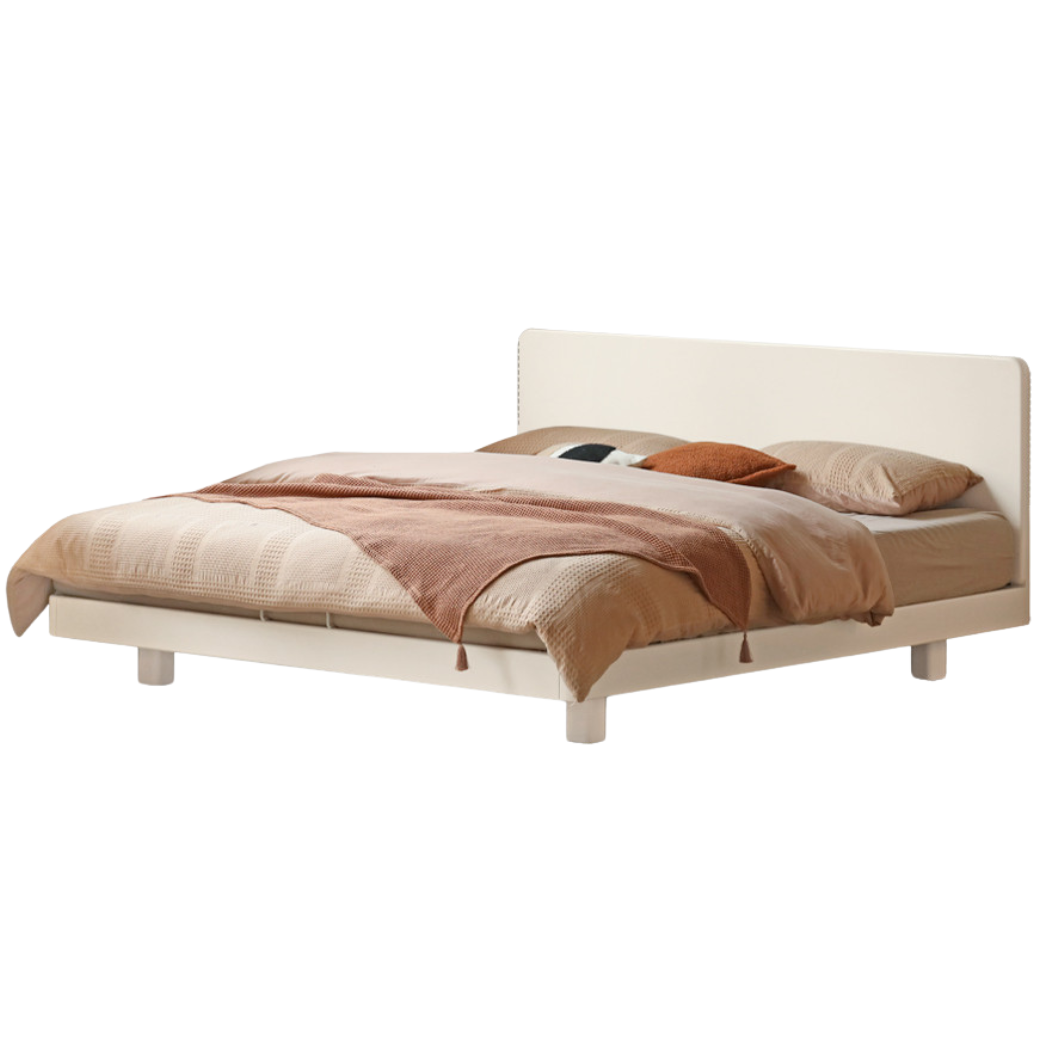 Warm white solid wood bed