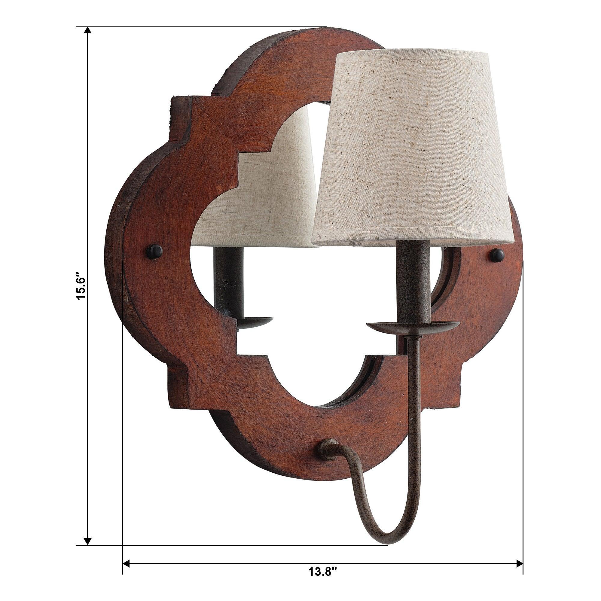 Rustic Iron Wood Wall Sconce Light - Farmhouse Style Candle Holder for Bedroom, Living Room, or Porch Decor