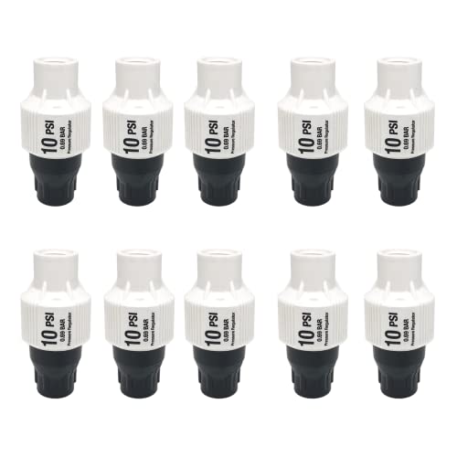 NUODITOS 10 PSI Micro Drip Irrigation System Kit - 3/4'' Female Thread Pressure Regulator with 10pcs Drip Emitters - Water Saving Garden Watering System for Raised Beds, Greenhouses & Outdoor Plants