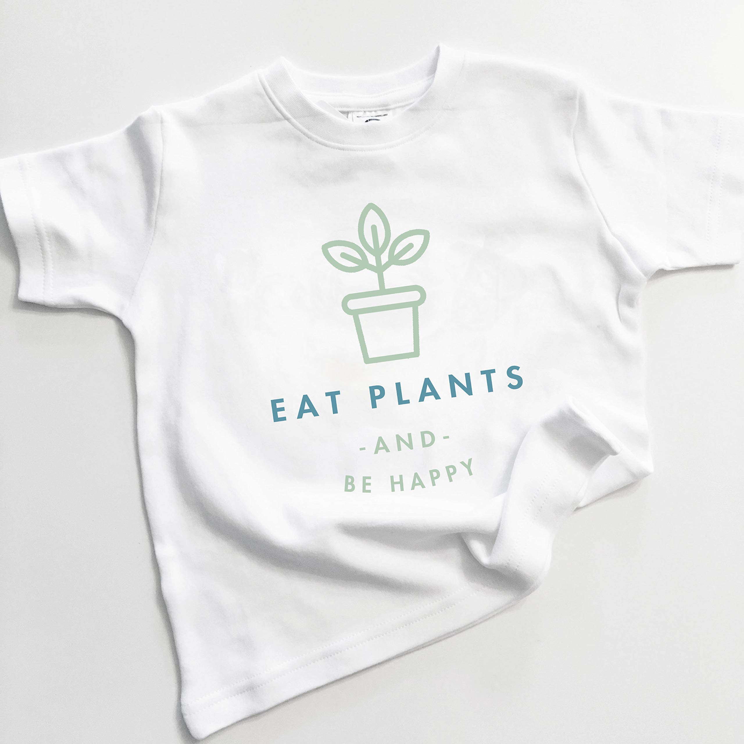 Eat Plants Be Happy Organic Cotton Toddler T-Shirt | Eco-Friendly Kids Clothing | Playtime & Everyday Wear
