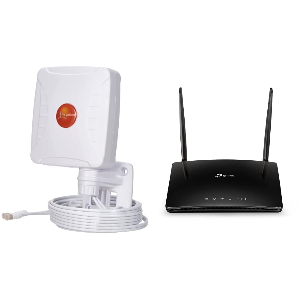 Poynting XPOL-1 V2 5G 3dBi Omni-Directional Cross Polarized LTE 2x2 MIMO Outdoor Antenna & TP-Link TL-MR6400 300Mbps 4G LTE Mobile WiFi Router with SIM Slot - White & Black - Perfect for RV, Boat, Remote Work and Rural Internet Connectivity