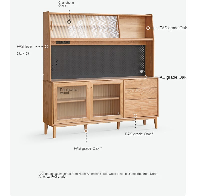 Solid Oak Wood Nordic Style Sideboard Cabinet - Modern Storage for Dining Room, Living Room & Entryway