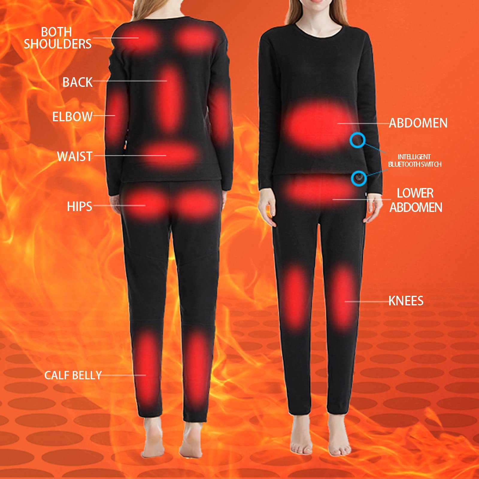 USB Electric Heated Thermal Underwear Set for Women & Men - Ultra-Soft Long Sleeve Shirt & Pants Base Layer - Machine Washable Winter Warm Clothes | Perfect for Skiing, Snowboarding, Camping & Outdoor Activities in Cold Weather
