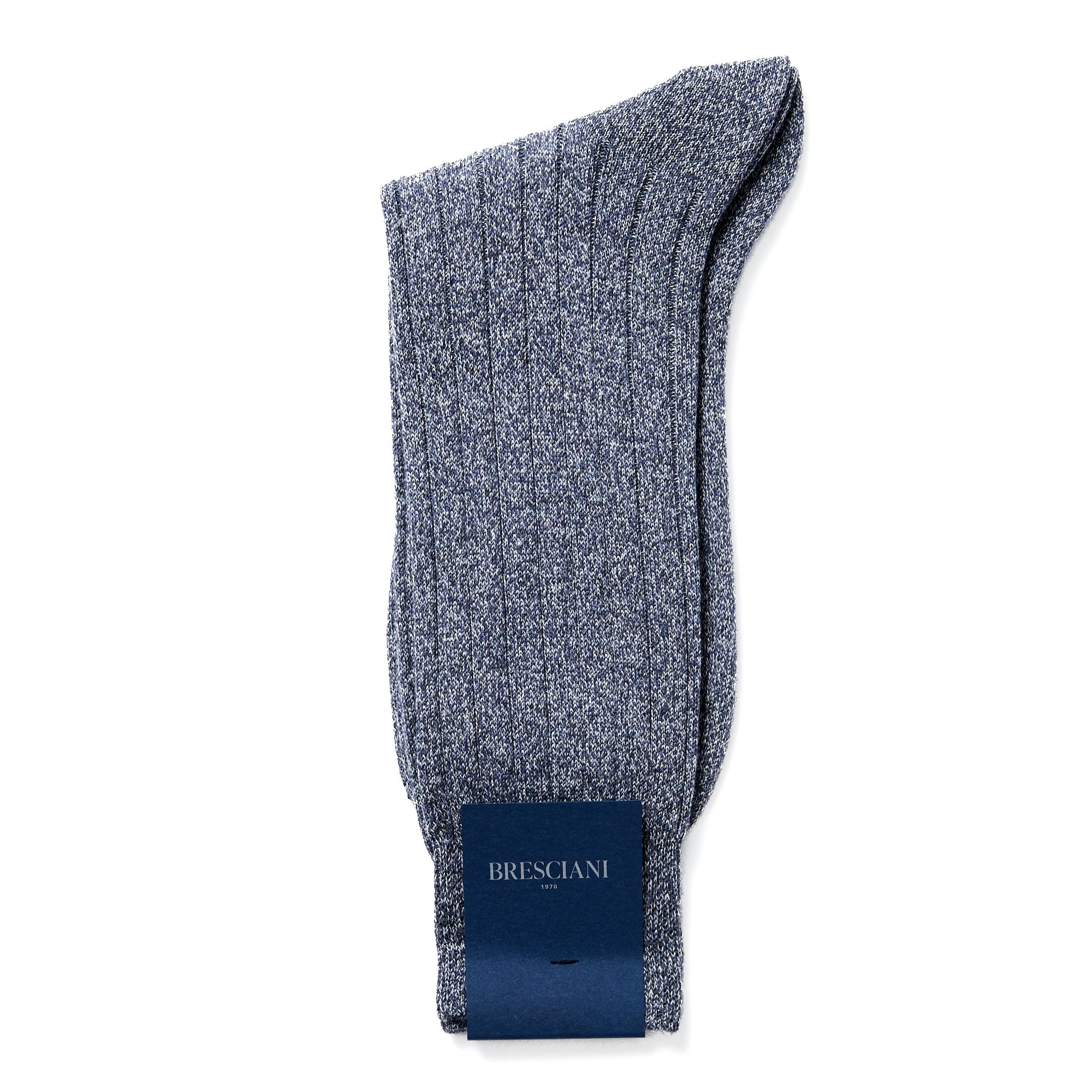 BRESCIANI Men's Ribbed Dress Socks for Business - Navy Blue - Comfortable & Durable Formal Socks for Office, Work & Professional Occasions