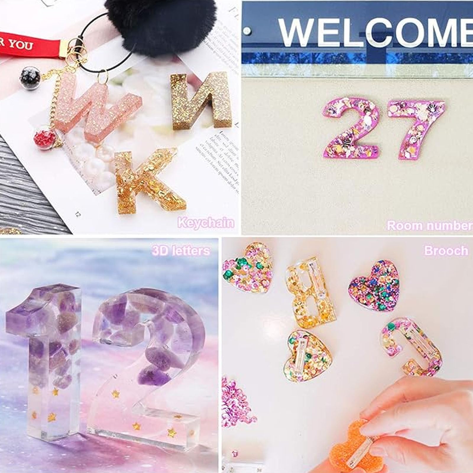 Alphabet Silicone Molds for Resin - A-Z Letter & Number Epoxy Casting Molds DIY Keychain Making Kit - Perfect for Jewelry, Crafts, and Home Decor Projects