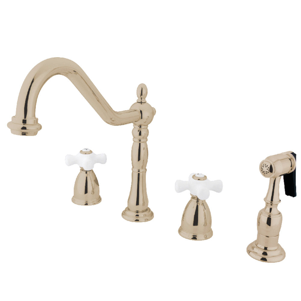 Kingston Brass KB1793PXBS Widespread Kitchen Faucet - High Arc Pull-Down Sprayer, Oil Rubbed Bronze Finish for Modern Farmhouse & Rustic Kitchens