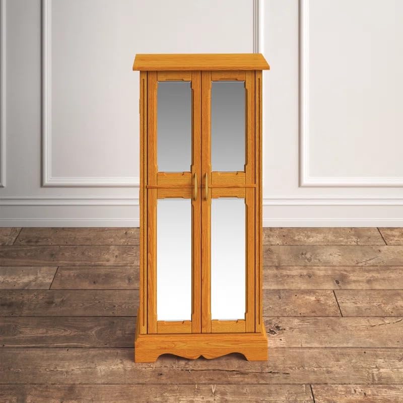 Walnut Jewelry Armoire with Mirror & Drawers - Organize Necklaces, Earrings & Bracelets for Bedroom