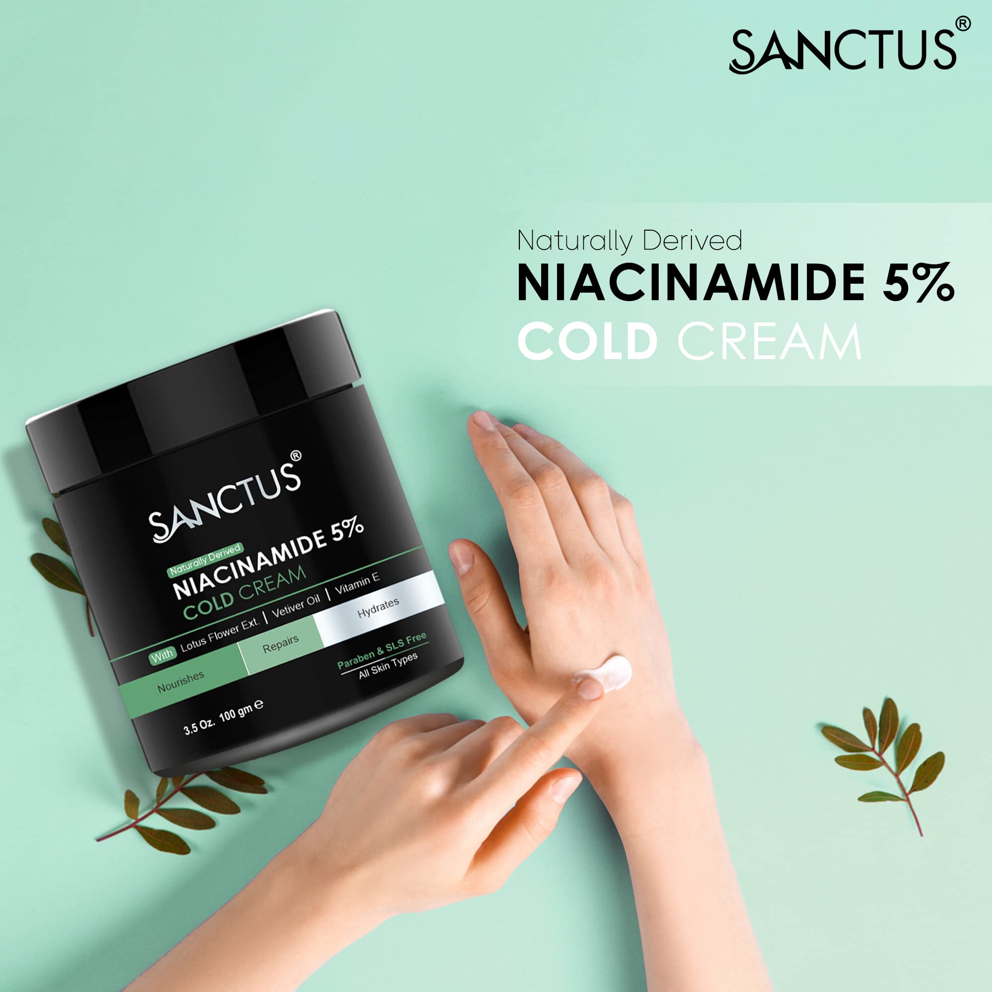 Niacinamide 5% Moisturizing Cold Cream - Organic, Non-Sticky Face Cream for Hydration & Skin Repair - 100g | Perfect for Dry, Sensitive Skin & Nighttime Skincare Routine