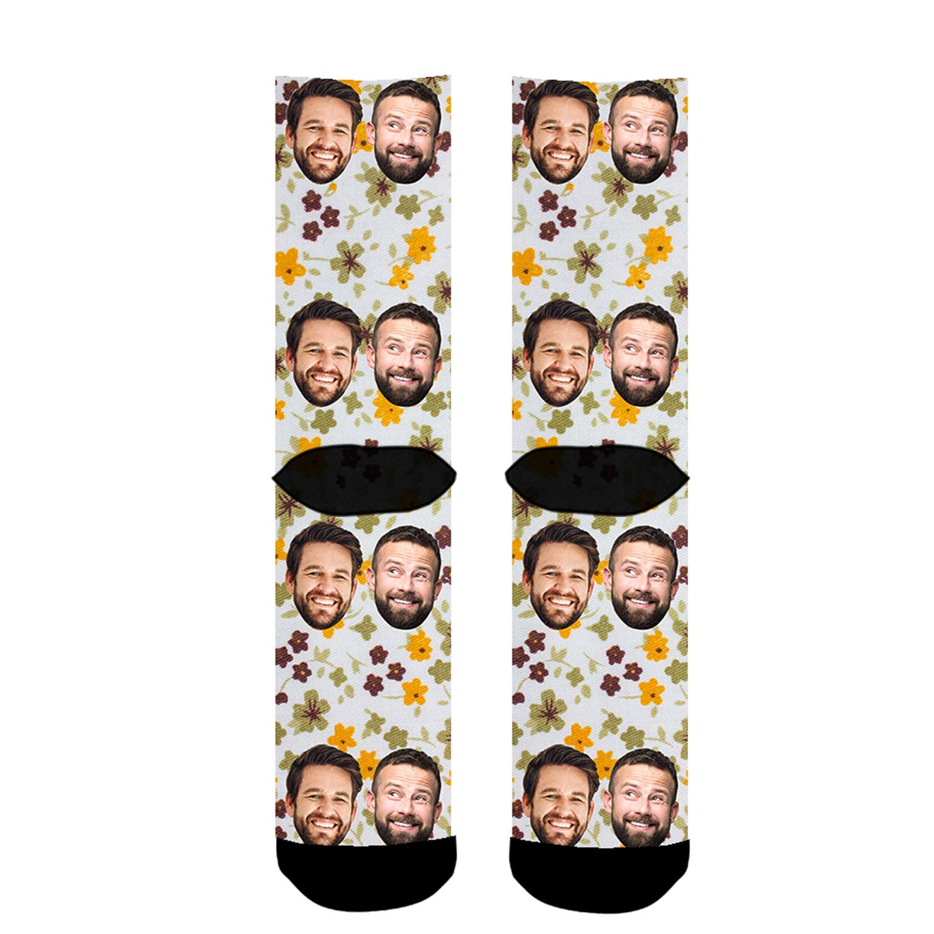 Custom Photo Socks for Men & Women - Personalized Face Socks with Floral Prints - Unique Gift for Birthdays, Anniversaries & Couples Gifts - Wear Your Memories Daily