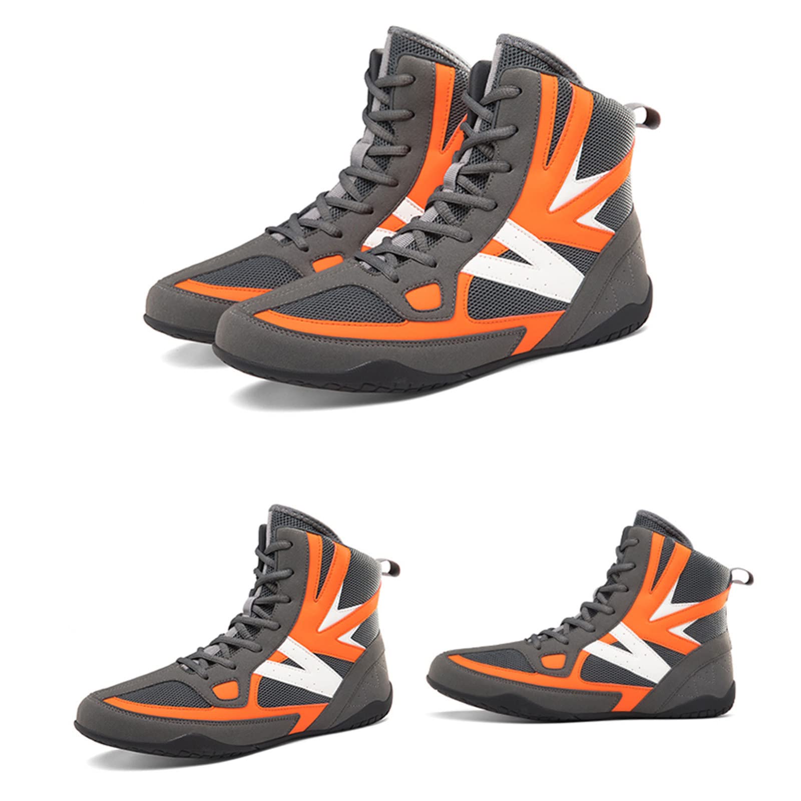 EMDPBD High Top Men's Boxing Shoes - Non-Slip, Breathable Wrestling & Training Shoes for Professional Sparring Boxers (Orange, Size 12) - Perfect for Boxing Gyms, MMA Training & Combat Sports