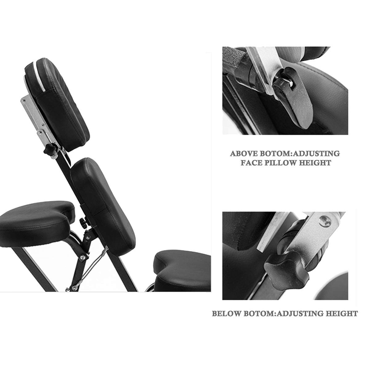 Portable Folding Tattoo Chair - Adjustable Black Massage & Therapy Chair for Tattoo Artists, Acupuncture, Physiotherapy & Cosmetic Procedures - Compact & Easy to Store for Home or Salon Use