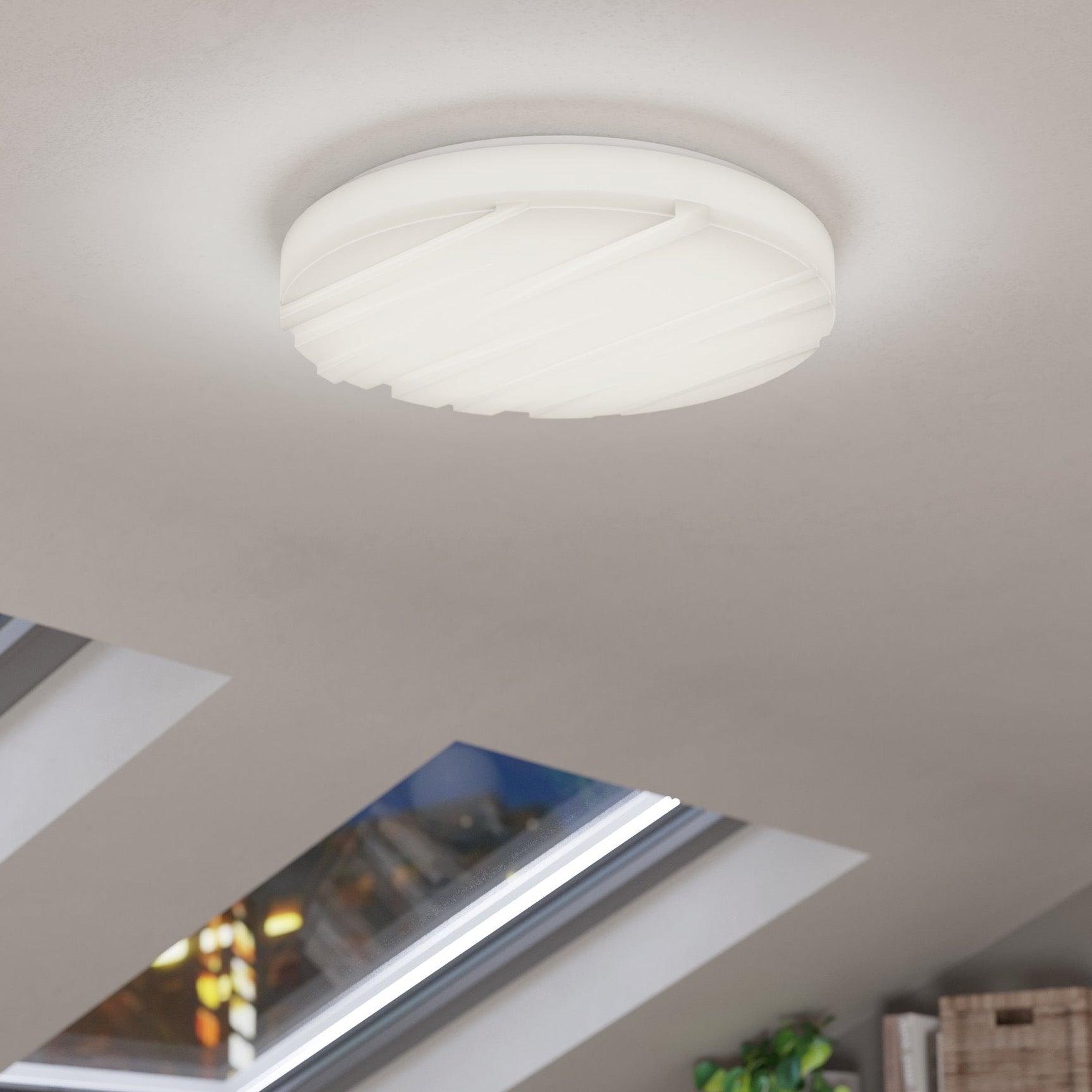 Eglo Ferentino 15 Inch LED Round White Ceiling Flush Mount Light - Modern & Energy Efficient for Bedroom, Kitchen, Living Room