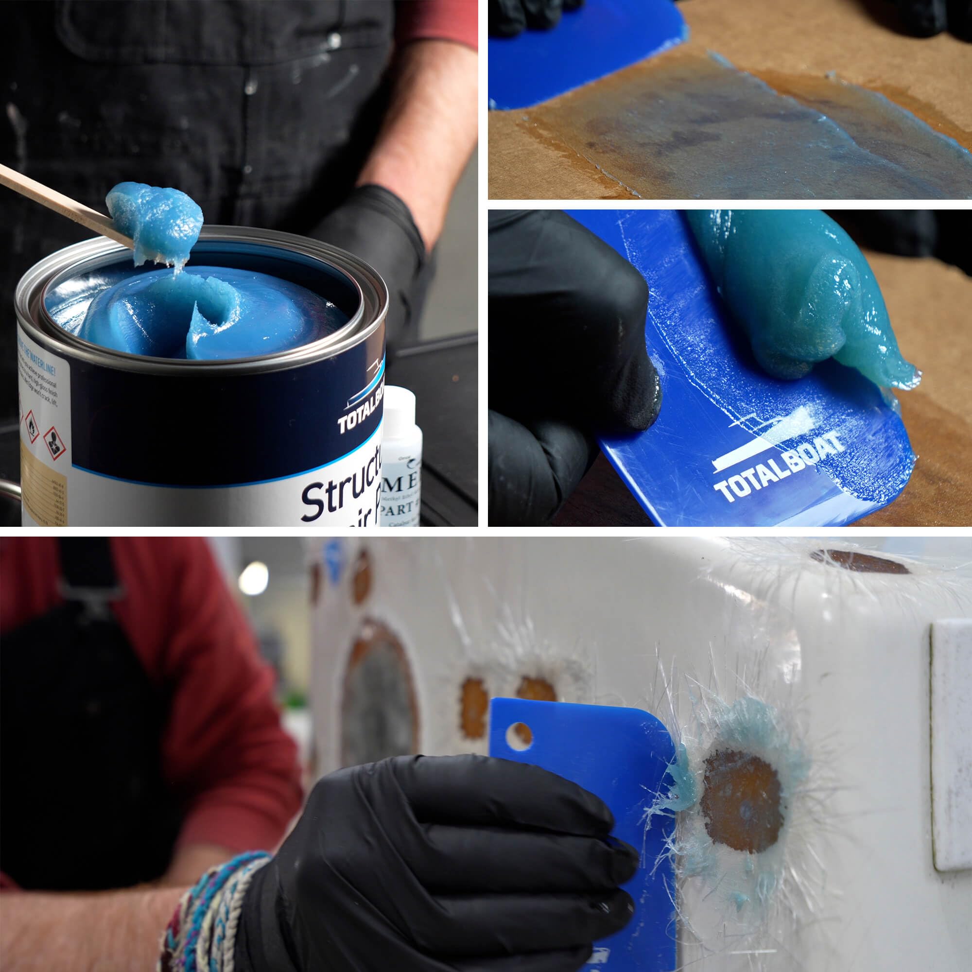 TotalBoat Marine Grade Fiberglass Repair Putty - Long Strand Polyester Structural Filler for Boat & Automotive Repairs | Waterproof Bonding for Hulls, Decks & Vehicle Body Panels