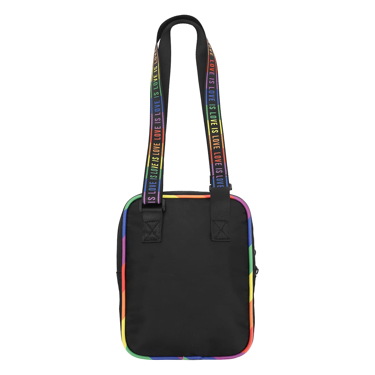 Love is Love Black Mini Messenger Crossbody Bag with Pride Pin - LGBTQ+ Pride Accessories for Everyday Use, Travel & Events
