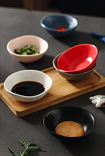 Colias Wing Irregular Lines Design Porcelain Side Dish Bowls - Soy Sauce Dipping Dishes Set of 6 (Blue/White/Black/Red/Pink) | Perfect for Sushi, Dumplings, and Asian Cuisine Seasoning