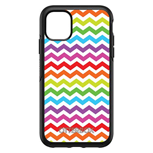 Rainbow White Chevron Stripes Wave On Black Case