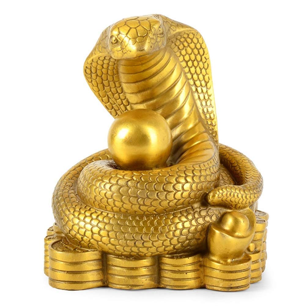 Chinese Feng Shui Brass Zodiac Animal Statue - Snake Figurine for Home Decor, Office Collection & Spiritual Gift | Handcrafted Feng Shui Sculpture for Wealth, Luck & Harmony