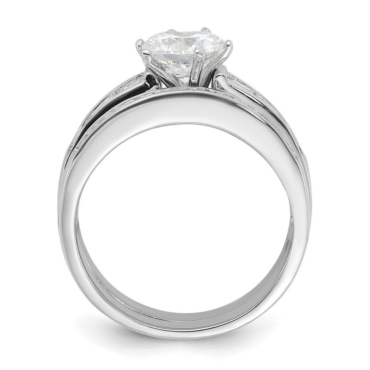 925 Sterling Silver Polished CZ Cubic Zirconia Simulated Diamond Wedding Ring Set for Women - 2 Piece Bridal Jewelry Set, Perfect for Engagement, Anniversary & Everyday Elegance