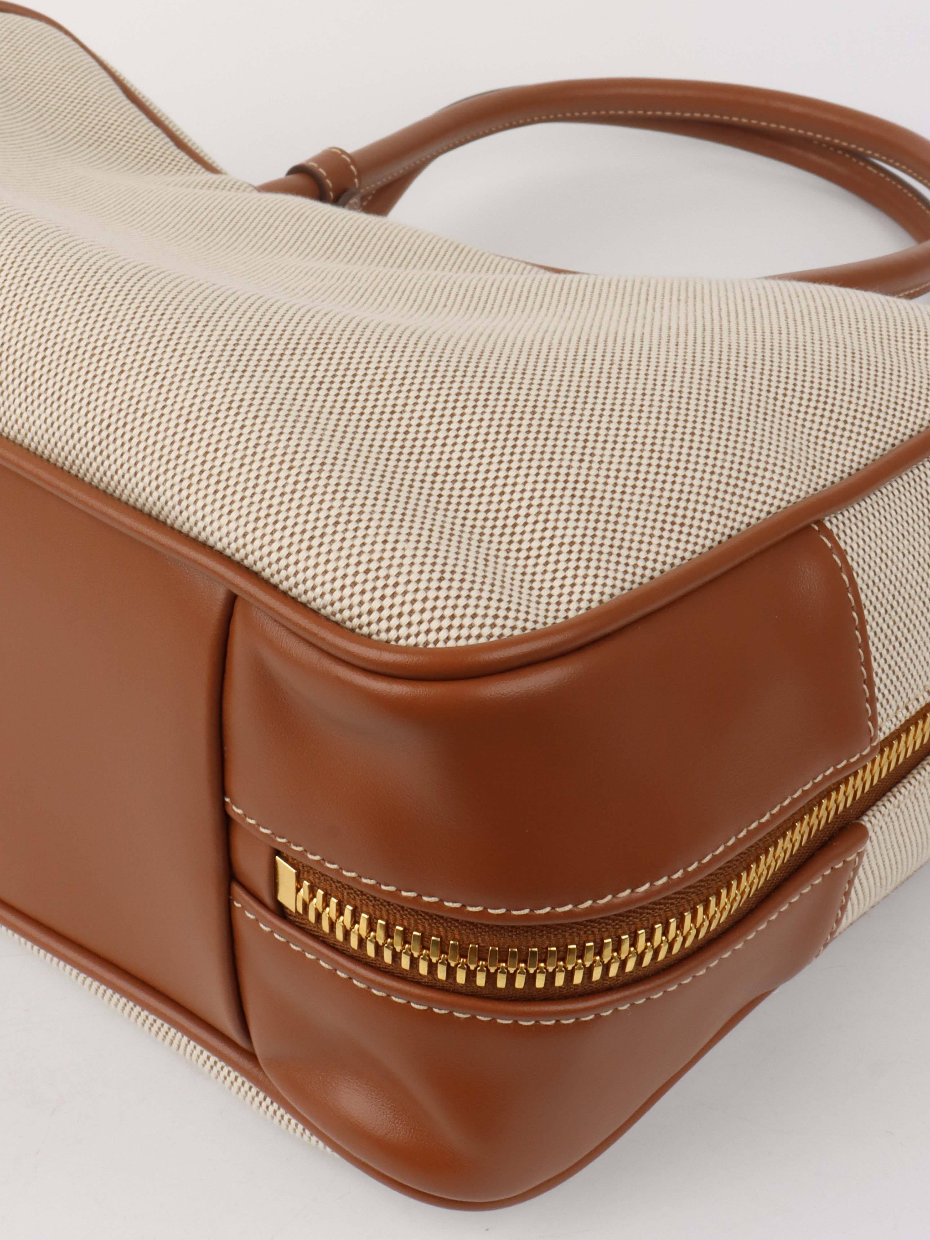 Miu Miu Beau Canvas & Leather Tote Bag for Women - Stylish Designer Handbag for Work, Travel & Everyday Use