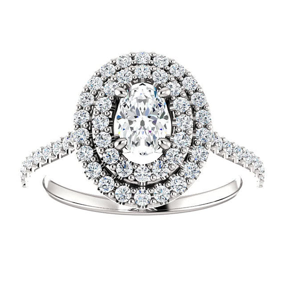 1.50 CT Oval Moissanite Engagement Ring Set - Vintage Halo Solitaire Wedding Band for Women, 14K Gold/Silver Bridal Jewelry, Anniversary Gift for Her - Perfect for Proposals, Weddings & Special Occasions