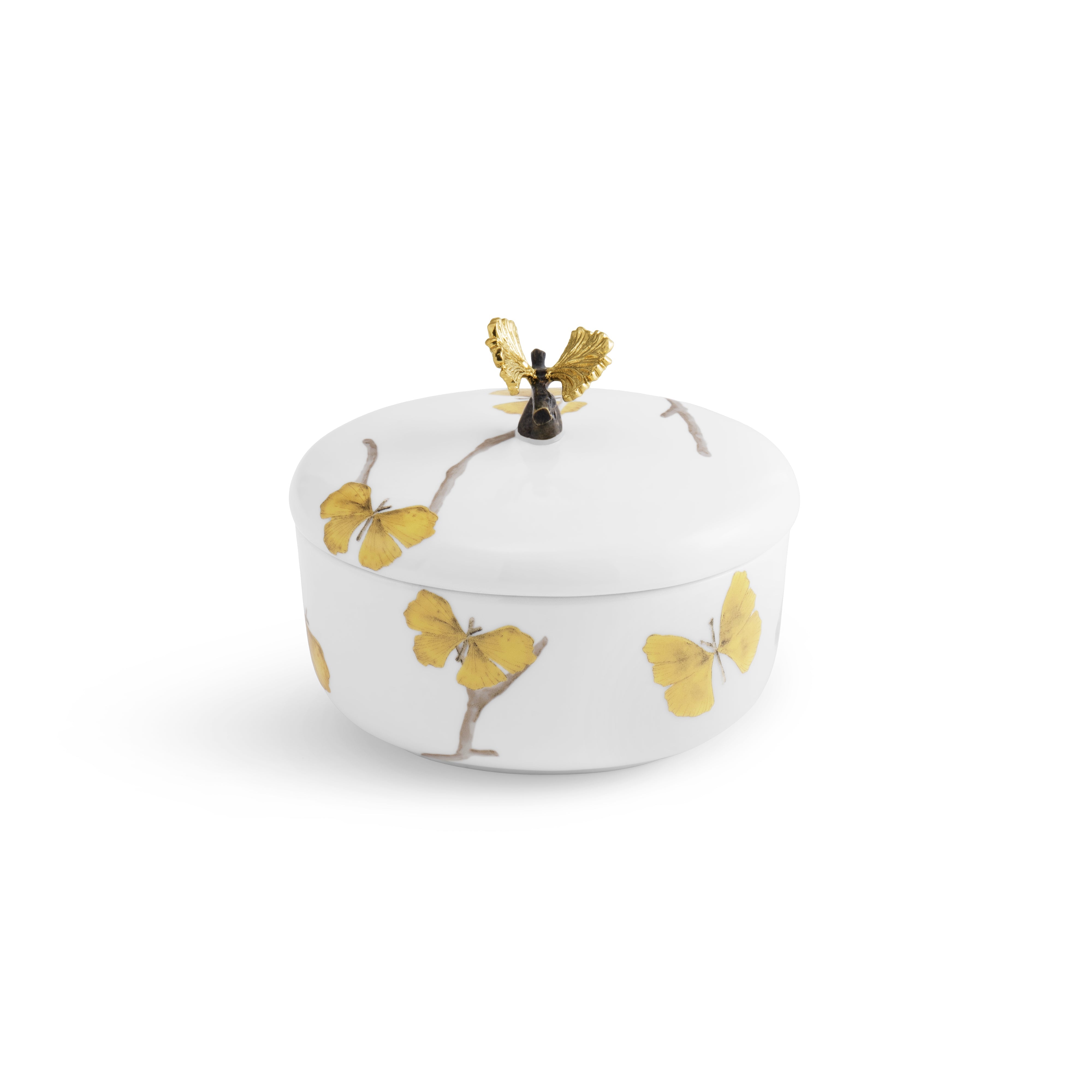 Butterfly Ginkgo Porcelain Bathroom Set - Elegant Soap Dish, Toothbrush Holder & Tumbler for Spa-Like Luxury at Home