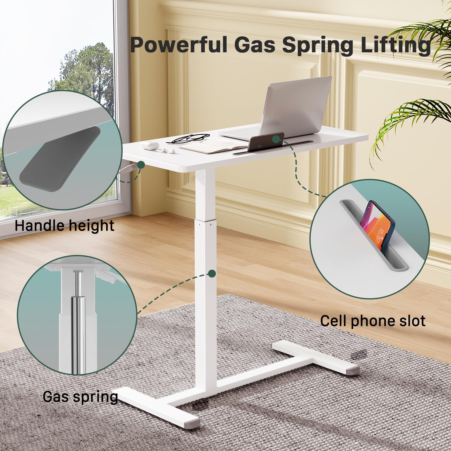 Adjustable Mobile Standing Desk with Wheels - 31.5
