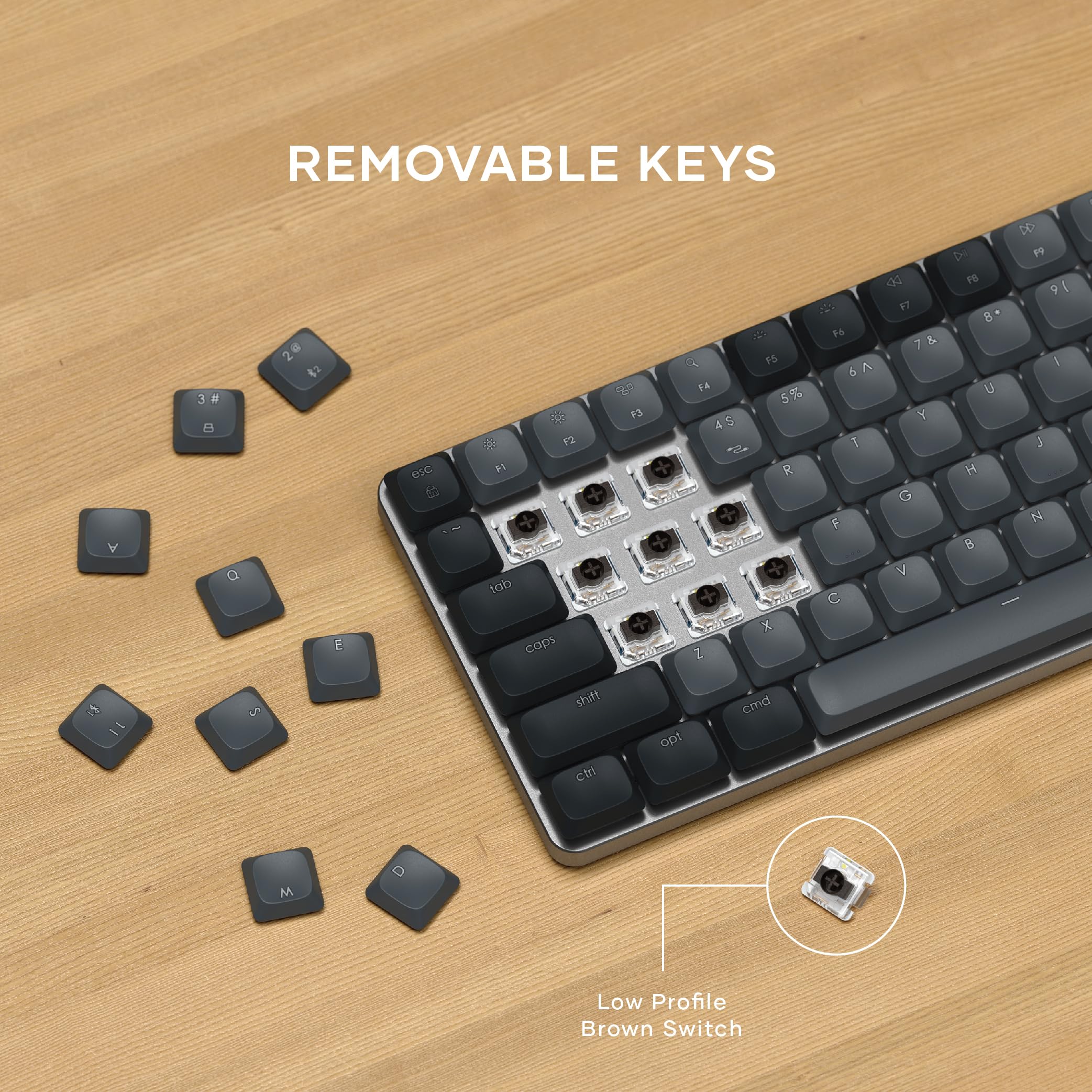 Satechi SM1 75% Mechanical Keyboard - Bluetooth Wireless LED Backlit Gaming Keyboard (84 Keys Compact Design) for Mac & Windows - Dark Gray/Gray | Perfect for Office Work, Gaming & Programming