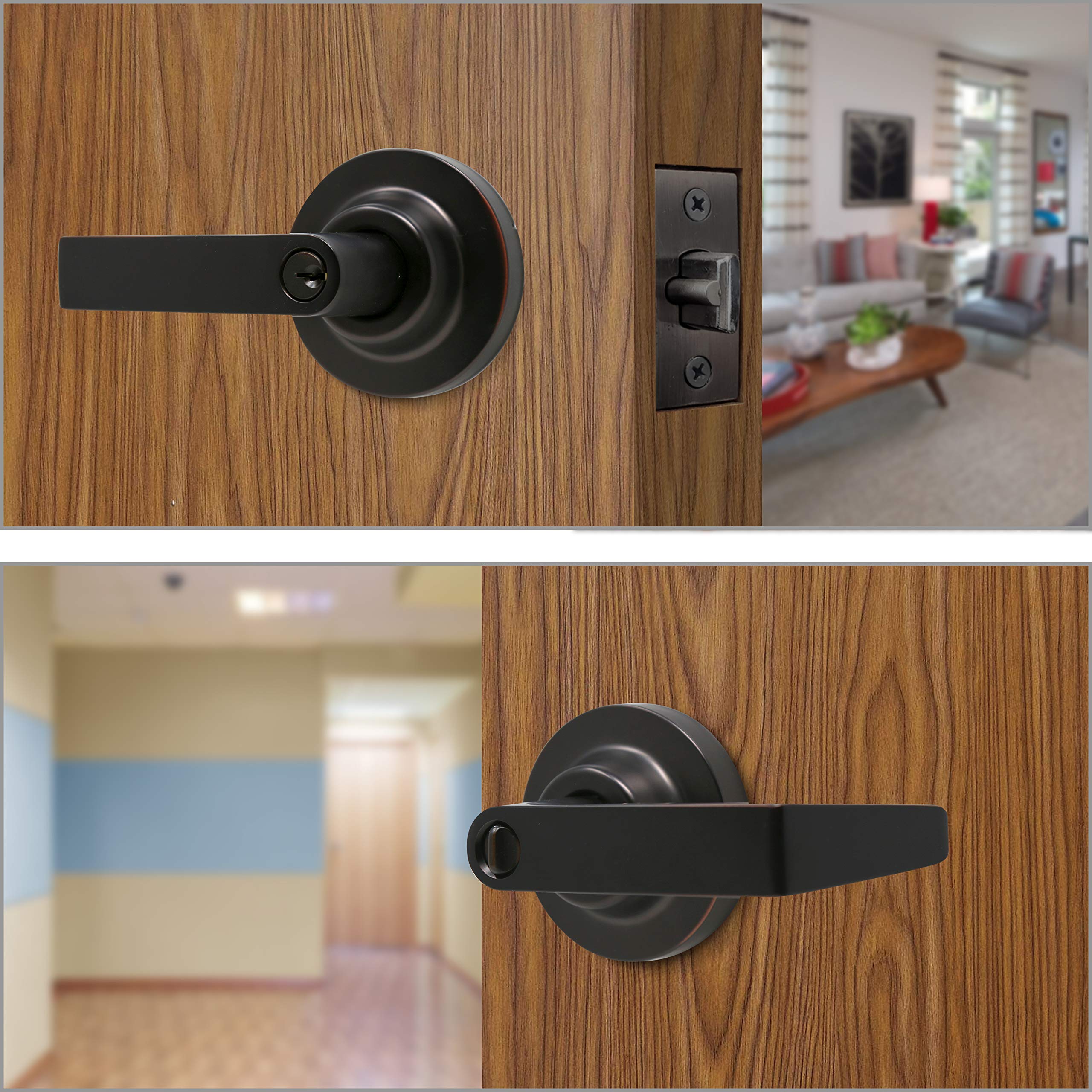 MiLocks Grade 1 Commercial Heavy Duty Cylindrical Lever Door Lock - ANSI/BHMA Certified, Oil Rubbed Bronze Finish for Office, Warehouse & Industrial Entry Security