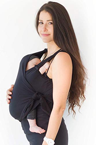 NESTING DAYS Black Large Newborn Baby Carrier - Hands-Free Infant Sling for Kangaroo Mother Care | Postpartum Support & Easy Breastfeeding | Machine Washable USA-Made | Perfect for New Moms, Babywearing & Bonding Time