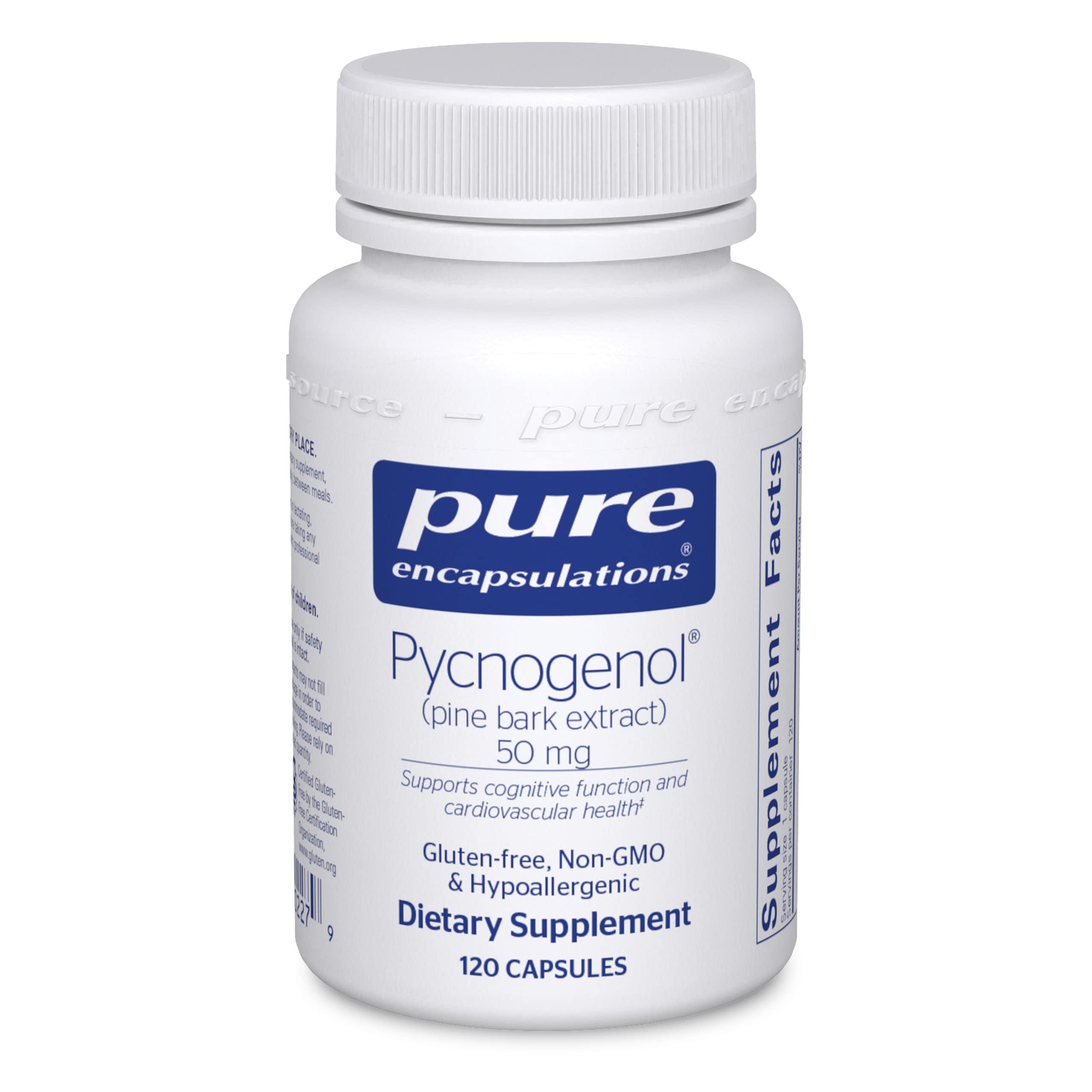 Pure Encapsulations Pycnogenol 50mg (Pine Bark Extract) - 120 Capsules | Hypoallergenic Supplement for Brain & Heart Health | Supports Cognitive Function, Memory & Circulation | Perfect for Professionals & Students Seeking Mental Clarity