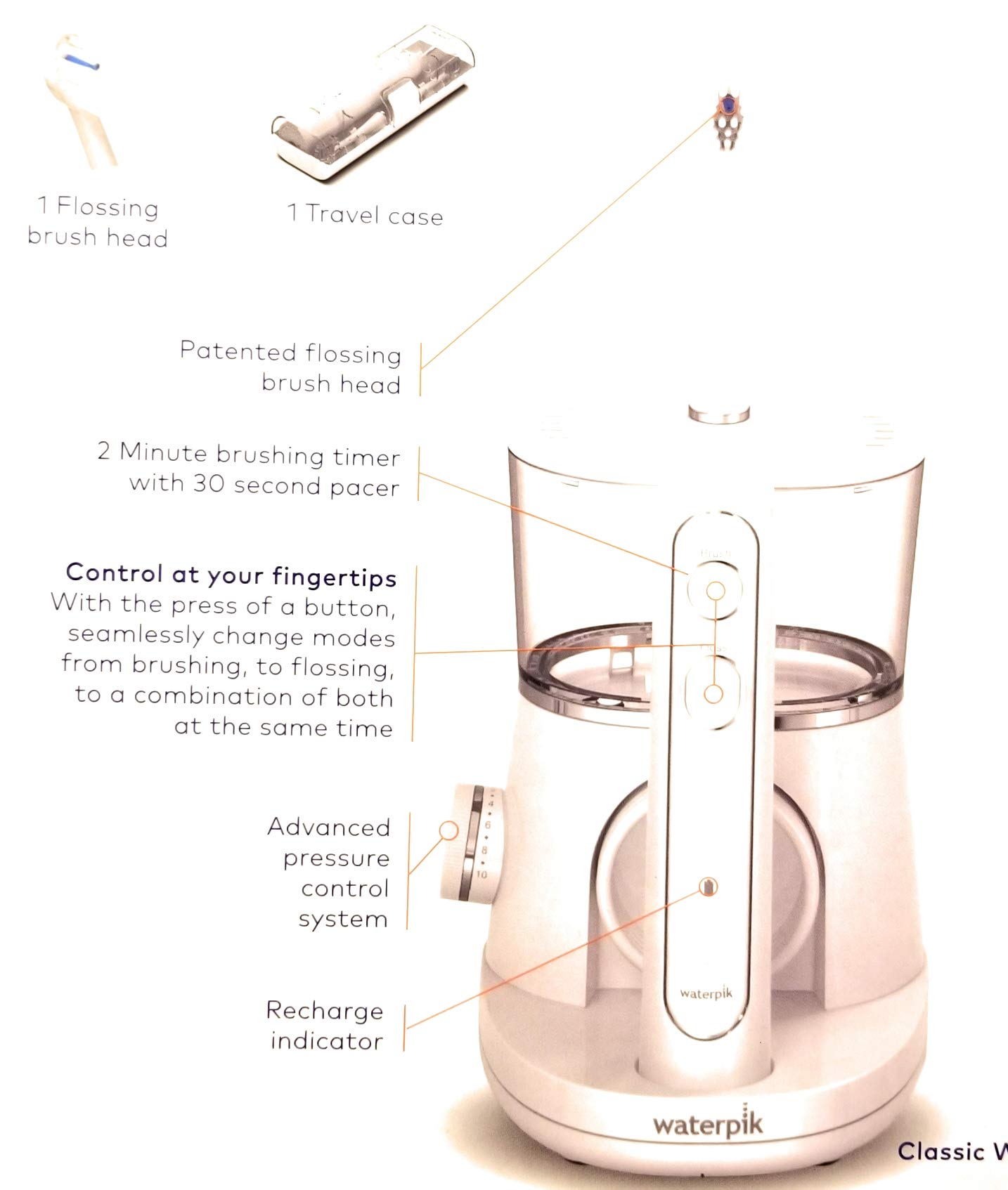 Waterpik Sonic-Fusion Electric Toothbrush & Flosser Combo Pack - Professional Dental Care for Whitening Teeth & Gum Health - Perfect for Home & Travel Oral Hygiene
