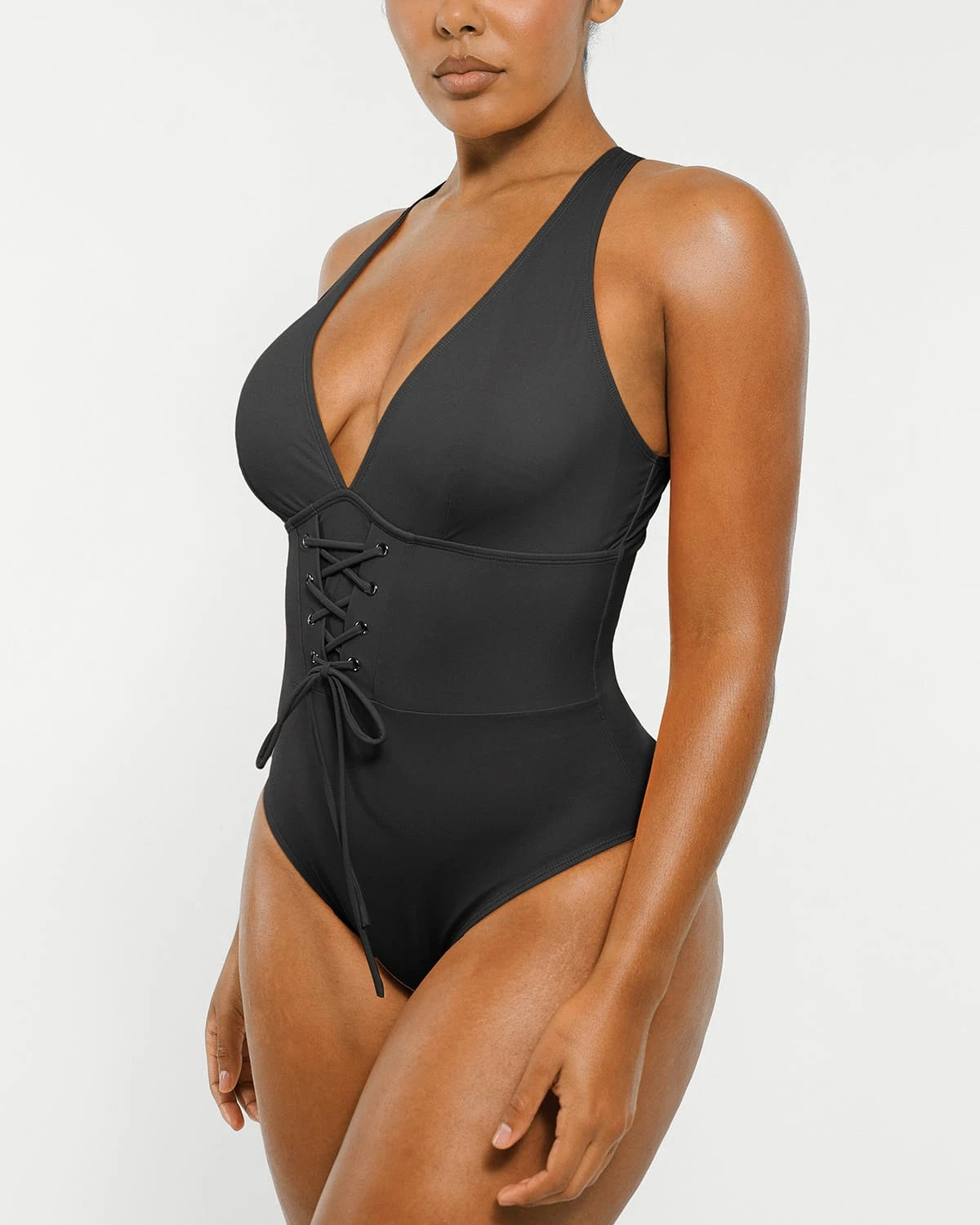 Smart Sculpt Plunge Corset Shaping Swimsuit - Slimming One Piece Bathing Suit for Women, Perfect for Beach Vacations & Pool Parties