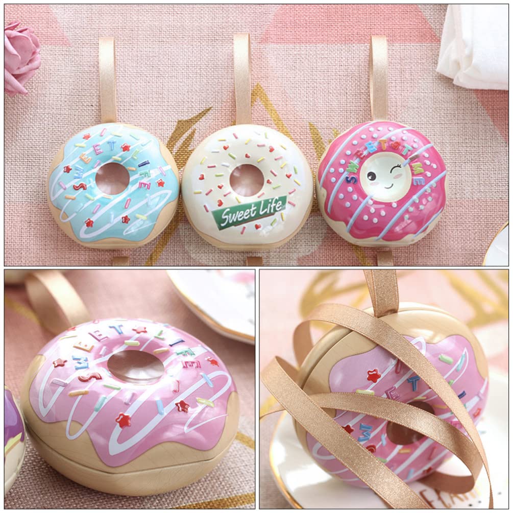 4pcs Donut Tinplate Storage Boxes - Hanging Empty Metal Tins for Candy, Cookies & Gifts | Wedding, Birthday Party Supplies | Perfect for Home Decor, Party Favors & Holiday Treats