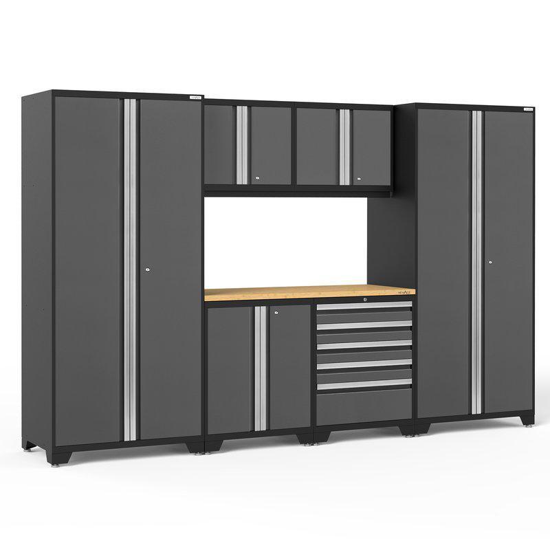 NEWAGE Pro Series 7-Piece Garage Cabinet Set with Base & Wall Cabinets, Tool Drawer, Lockers & 56