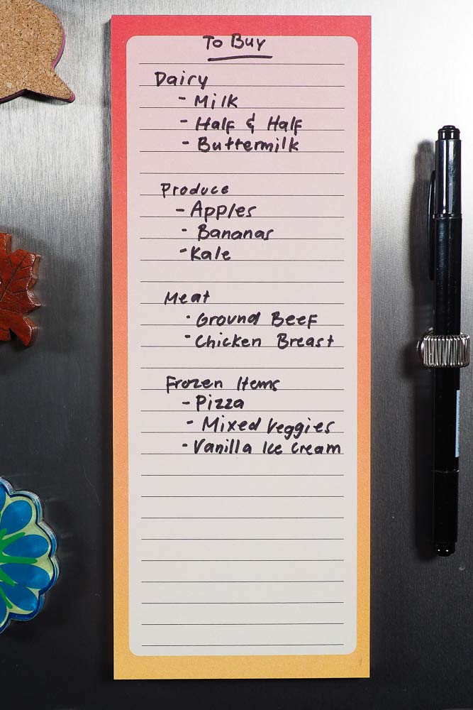 Magnetic Notepad for Refrigerator - 3-Pack Full Magnet Back Writing Pads for Grocery, Shopping & To-Do Lists | 60 Sheets, 9.5
