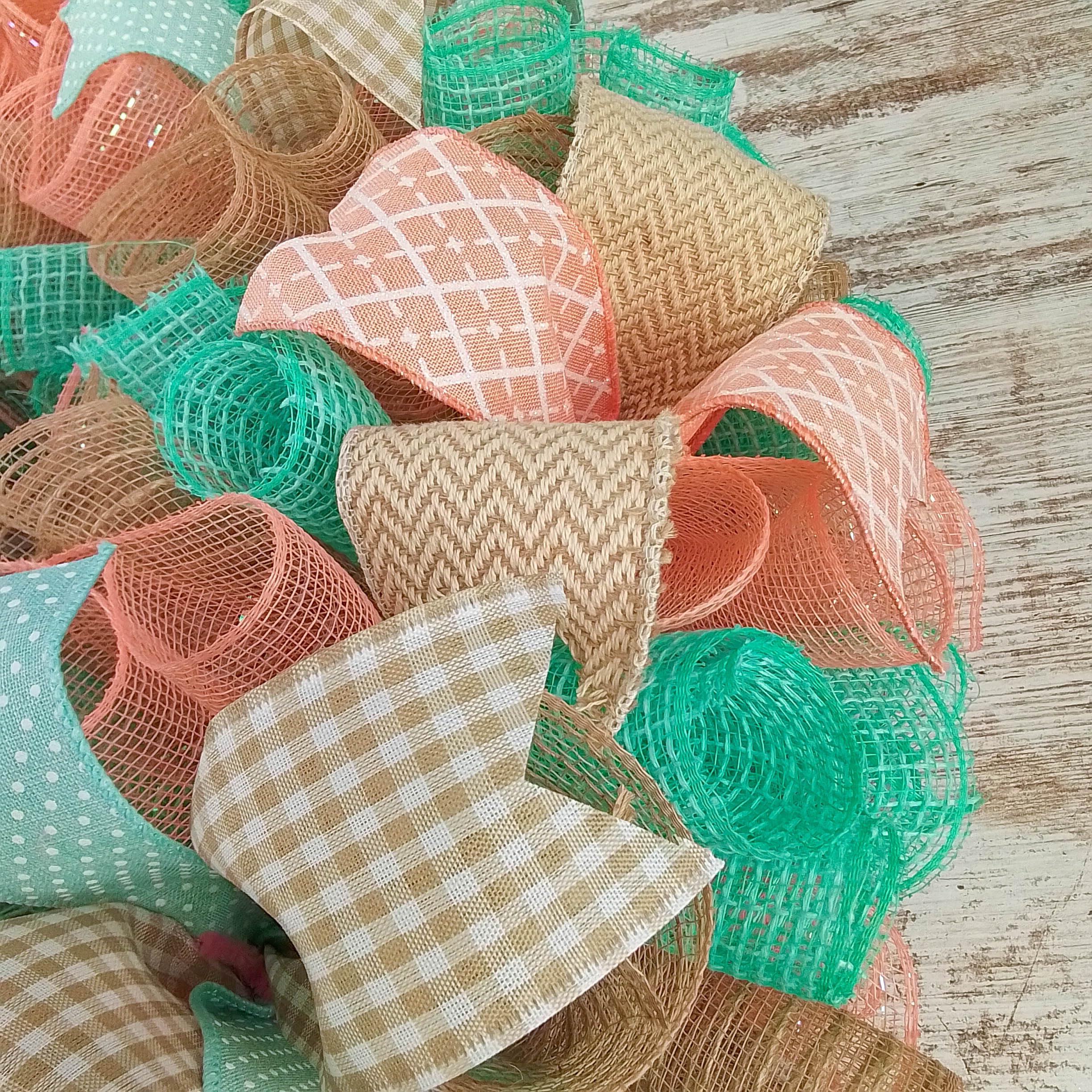 All Year Round Wreath - Elegant Everyday Birthday Gift for Women - Mint Coral Jute Decor - Perfect for Home, Office, and Party Decorations