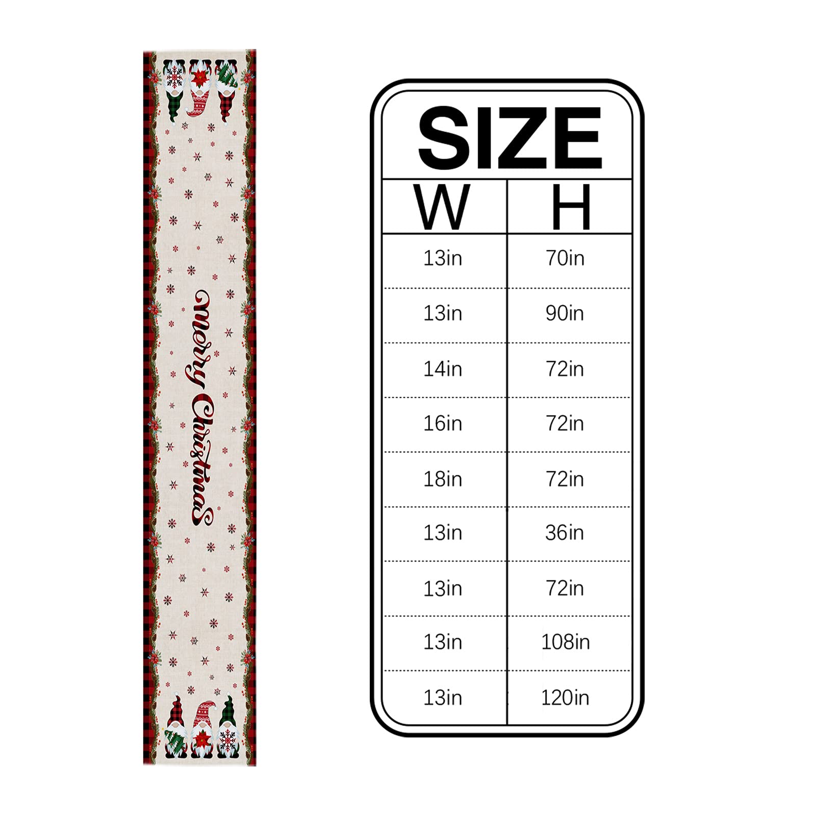 108 Inch Christmas Table Runner - Red and Black Buffalo Plaid Holiday Decor for Kitchen, Dining & Living Room | Perfect for Party, Home & Coffee Table Decoration | 13x108 Inch Festive Gnome Design